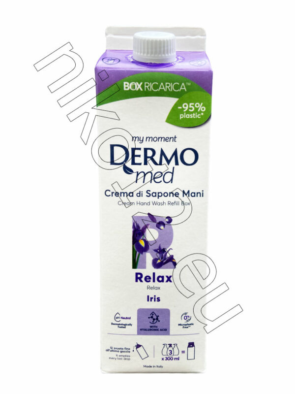 Dermomed Relax Iris Eco Box- Кремообразен течен сапун Ирис, резерва еко опаковка 900мл