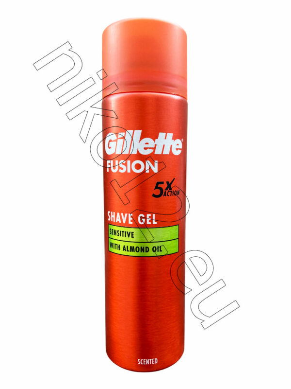 Gillette Fusion Sensitive Shave Gel Almond Oil - Гел за бръснене за чувстителна кожа с бадемово масло, 200 мл