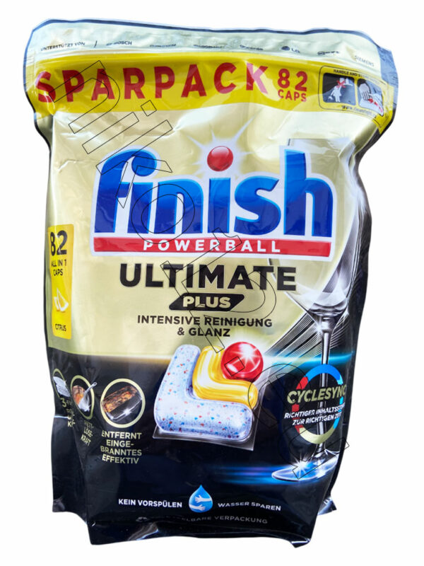 Finish Ultimate Plus All in 1 Regular - Таблетки за съдомиялна машинa Лимон, 82 бр