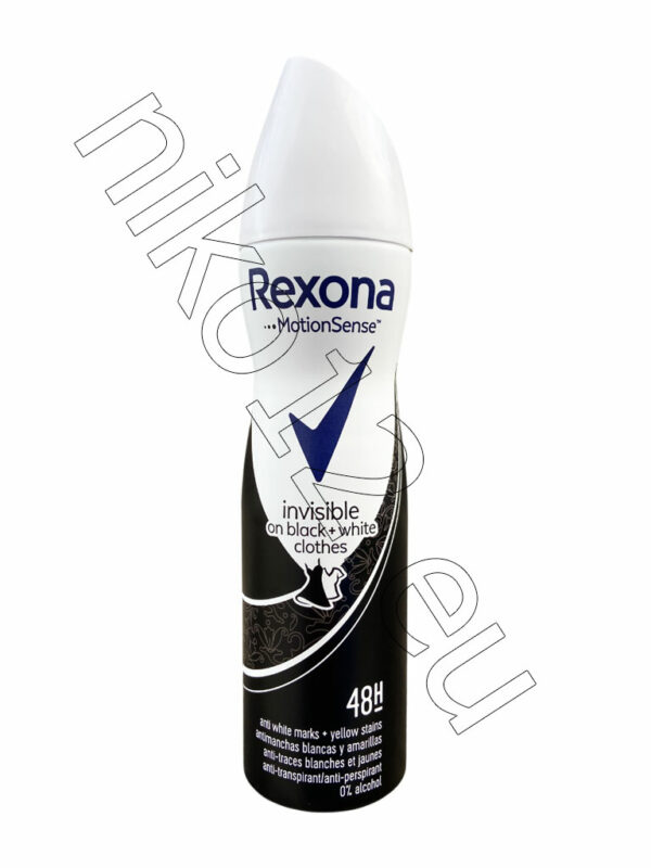 Rexona Invisible on Black + White Clothes - Део спрей против изпотяване за жени, 150 мл