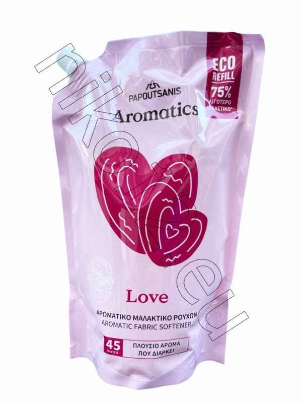 Papoutsanis Aromatics Love Fabric Softener - Концентрирал омекотител за тъкани Love Резерва, 45пр 900мл