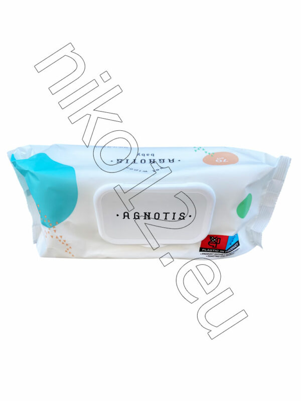 Agnotis Baby Wet Wipes - Mокри почистващи кърпички за деца с капак, 70 бр