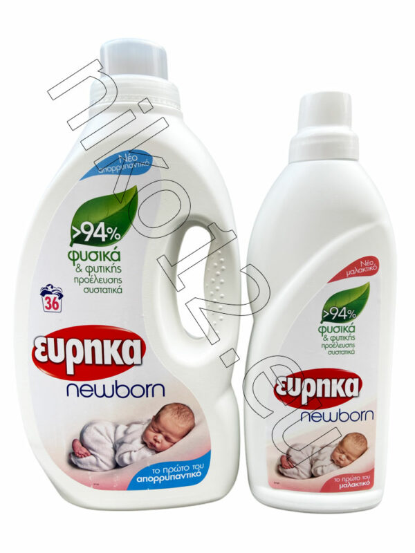 Eureka Newborn - Течен перилен препарат за новородени + омекотител 36пр 1.8л/25пр 1л