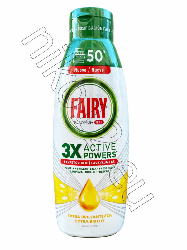 Fairy Platinum Gel Limone - Гел препарат за съдомиялна Лимон, 50 дози 900мл